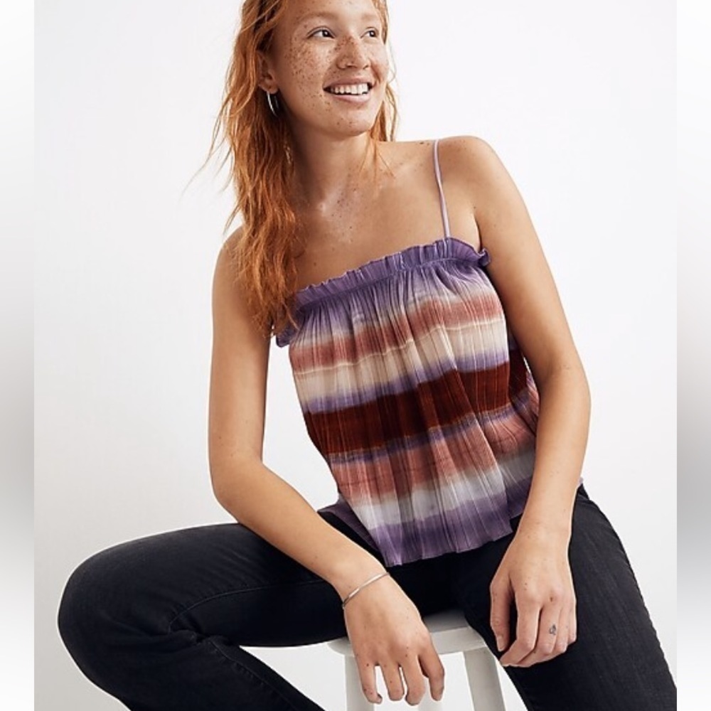 MADEWELL Texture And Thread Rainbow Ombree Crop Spaghetti Strap Tank